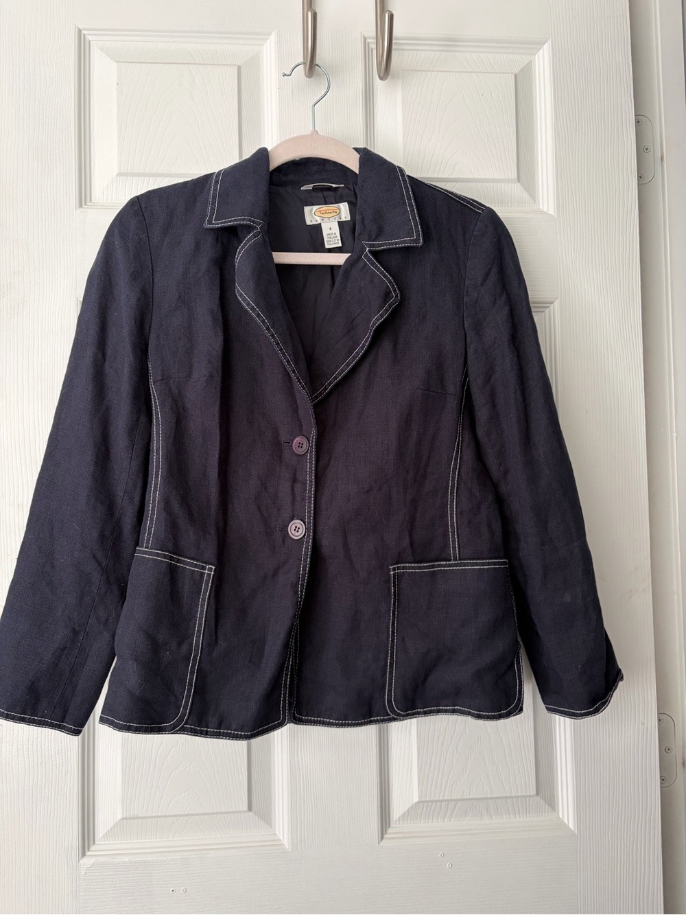 Talbots Navy Denim Linen Blazer